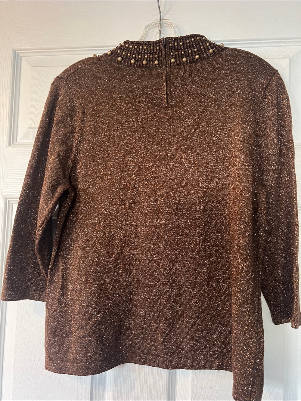 TanJay Metallic Brown Beaded Mock Neck Sweater - Picture 4 of 4